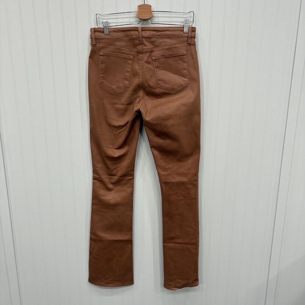 L'Agence Women's Size 31 Toffee Brown Marty Coated Mid-Rise Retro Flare Jeans - Picture 3 of 6